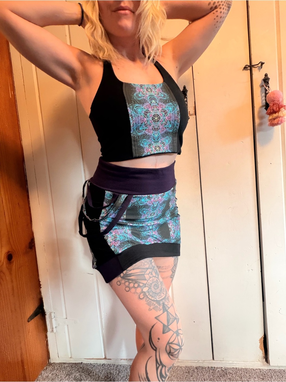 Black Crop Top and Mini Skirt Set .:. Size S -S/M